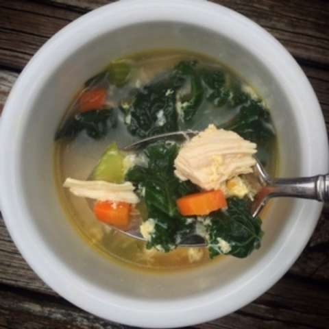 Chicken, Kale and Egg Drop Soup